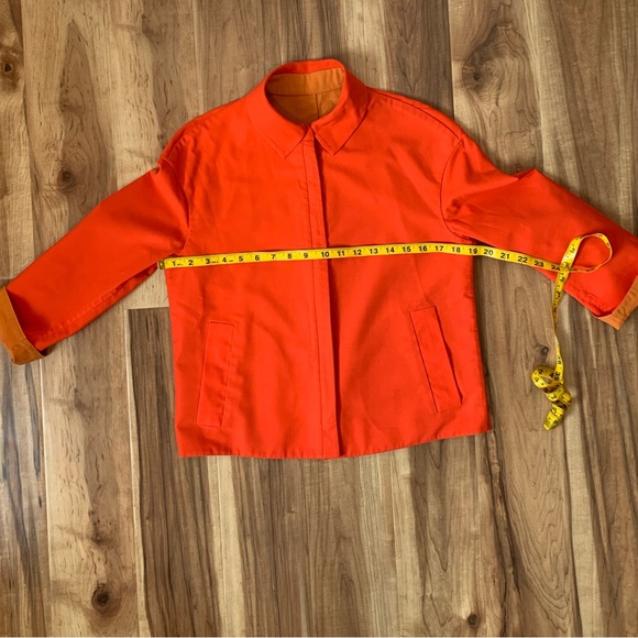 AKRIS Reversible Natalie Jacket Matching Skirt Set Two Toned Orange Cotton - Picture 12 of 16